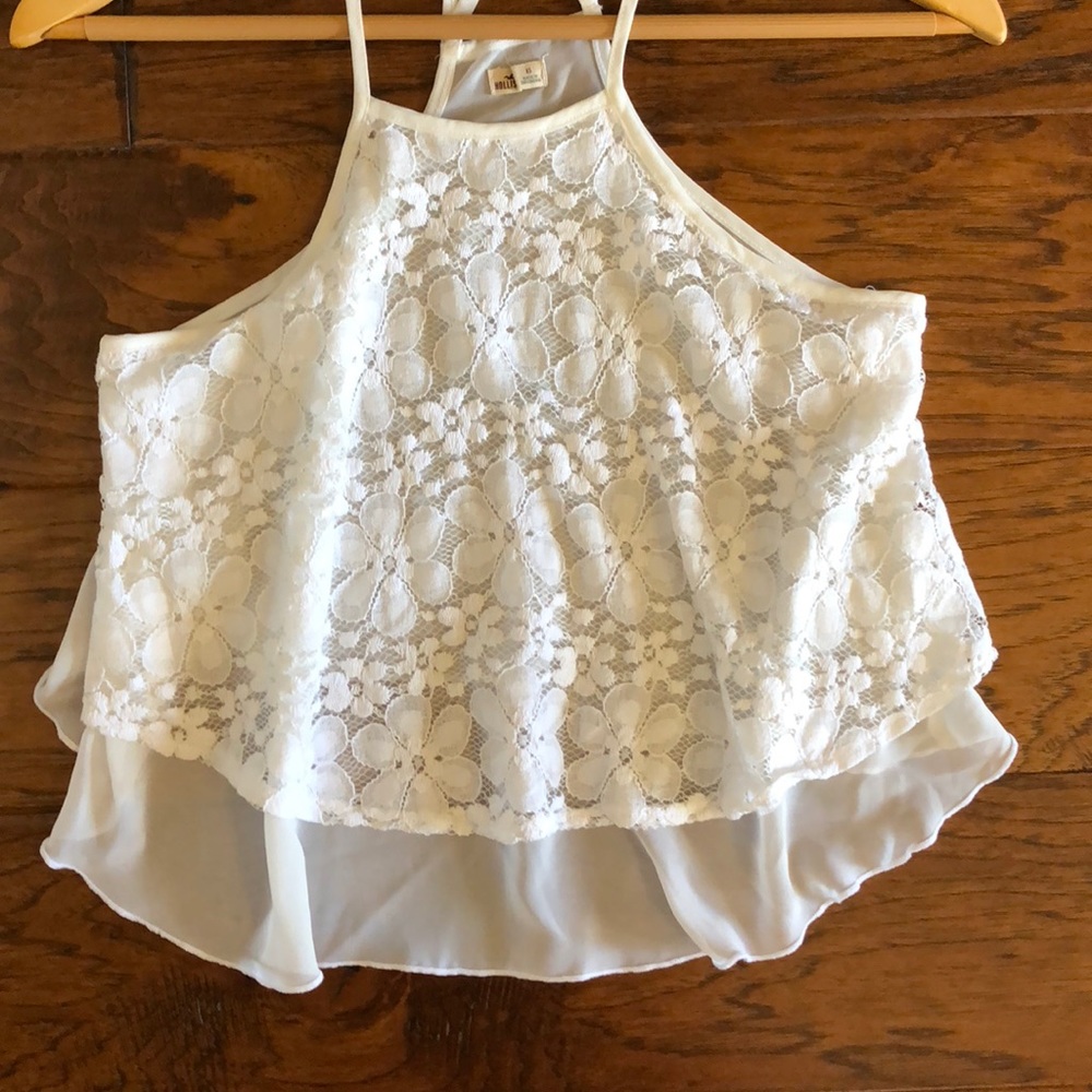 Hollister White Floral Tank